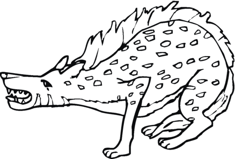 Spotted Hyena Growiling Coloring Page